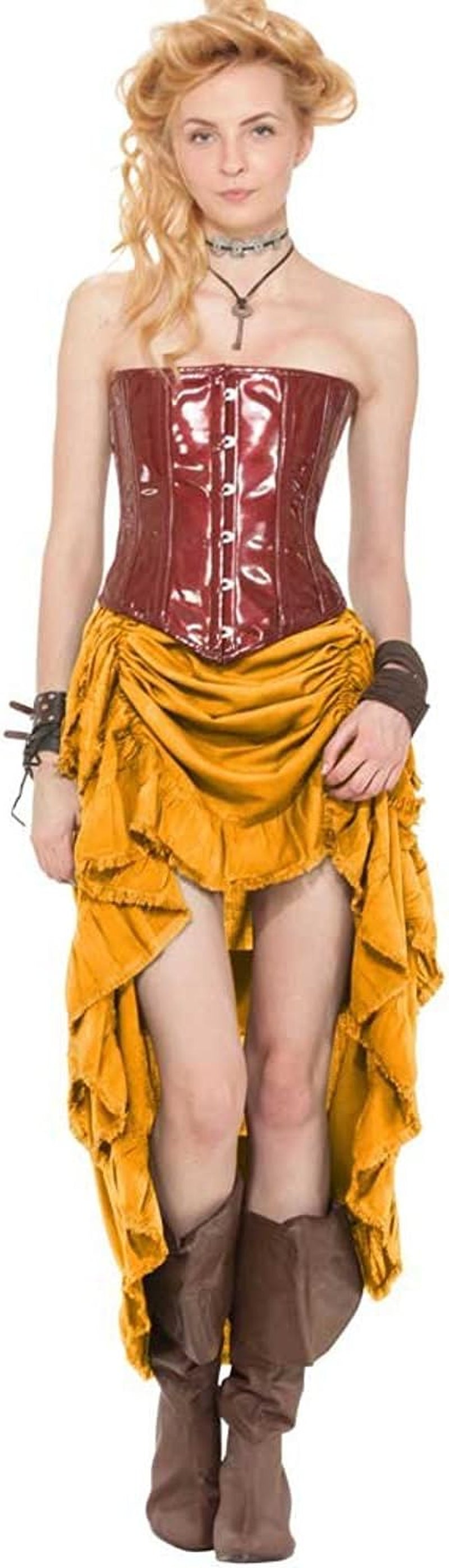 Steampunk Victorian Cosplay Costume Womens High-Low Show Girl Skirt