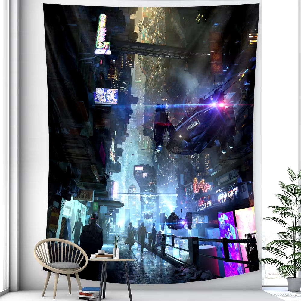 Sci-Fi Urban Punk Home Decor Tapestry Psychedelic Scene Hippie Tapestry Bohemian Decoration Background Wall Sofa Blanket