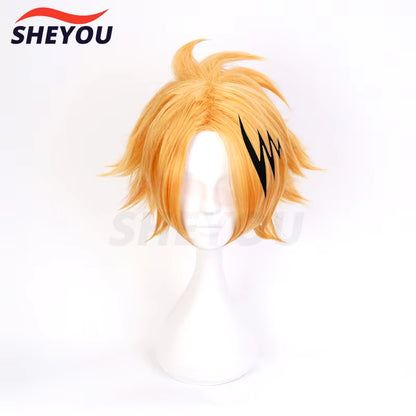 Anime Kaminari Denki Cosplay Wig Boku No Hero Academia Heat Resistant Hair Synthetic Cosplay Wigs + Wig Cap