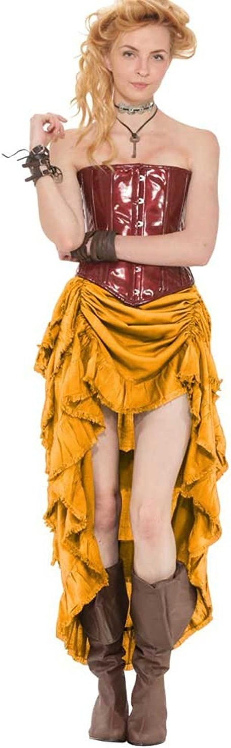 Steampunk Victorian Cosplay Costume Womens High-Low Show Girl Skirt