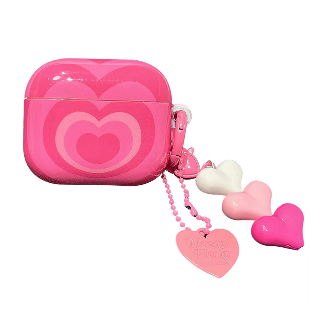 Airpods Case Soft Silicone Case with Heart Pattern for Airpods 1 2 3 Pro and Pro 2 Generation Case with Pendant Keychain for Girls Women