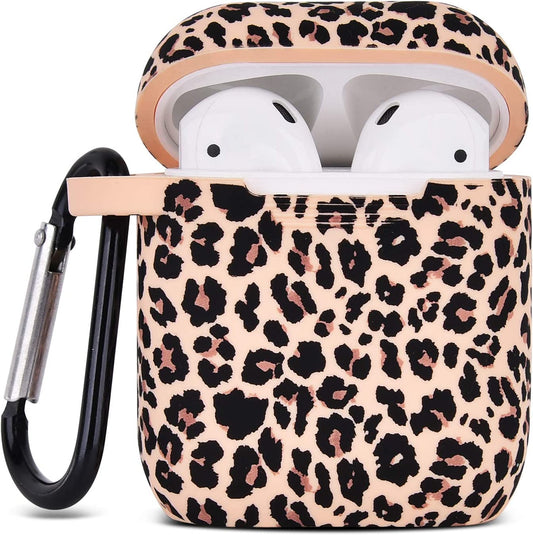 Airpod Case  Airpods Case Cover for Apple Airpods 2&1 Cute Airpod Case for Girls Silicone Protective Skin Airpods Accessories with Keychain (Khaki/Cheetah)