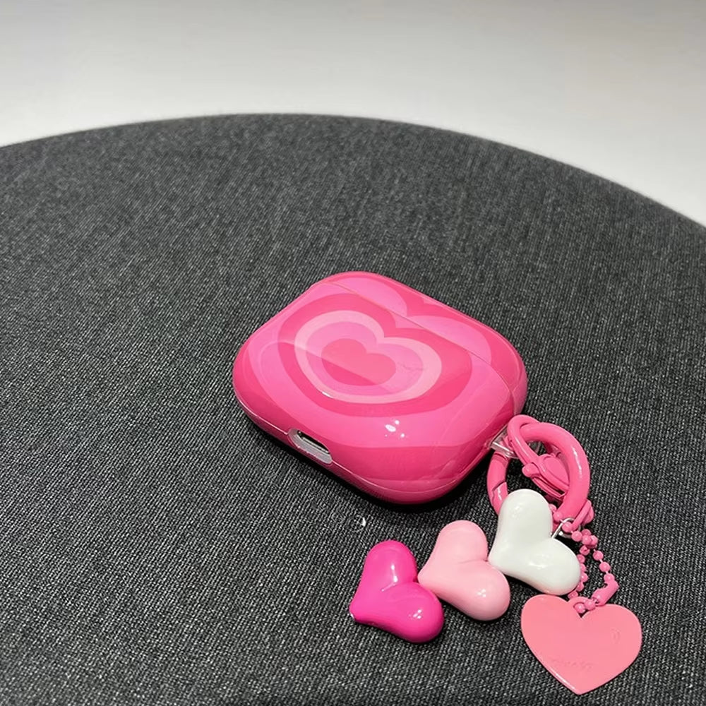 Airpods Case Soft Silicone Case with Heart Pattern for Airpods 1 2 3 Pro and Pro 2 Generation Case with Pendant Keychain for Girls Women