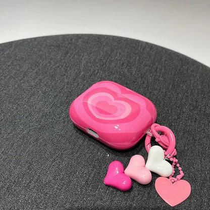 Airpods Case Soft Silicone Case with Heart Pattern for Airpods 1 2 3 Pro and Pro 2 Generation Case with Pendant Keychain for Girls Women